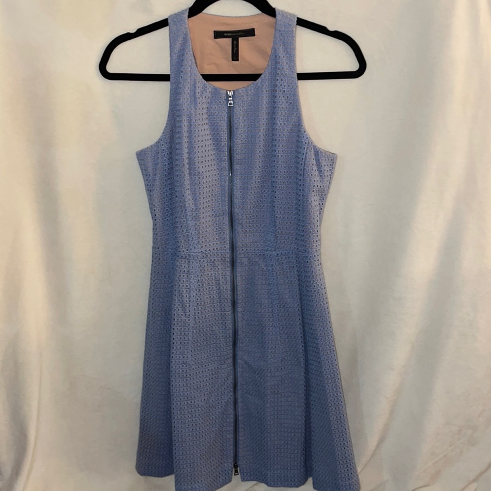 BCBG Zip Up Blue Eyelet Sundress